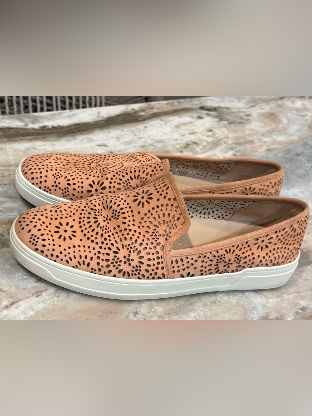 Women’s VIA SPIGA pink suede slip on sneakers- Size 8.5